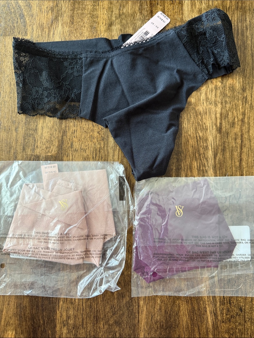 Set of three xs Victorias Secret Thong no show.